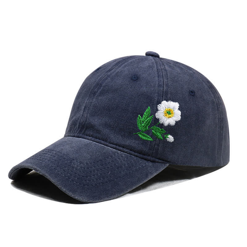 Cappellino da baseball regolabile con motivo floreale a margherita ricamato estivo - Stile n. 1 - Marina - Regolabile (circa 21 5/8"-22 7/8") - image 3