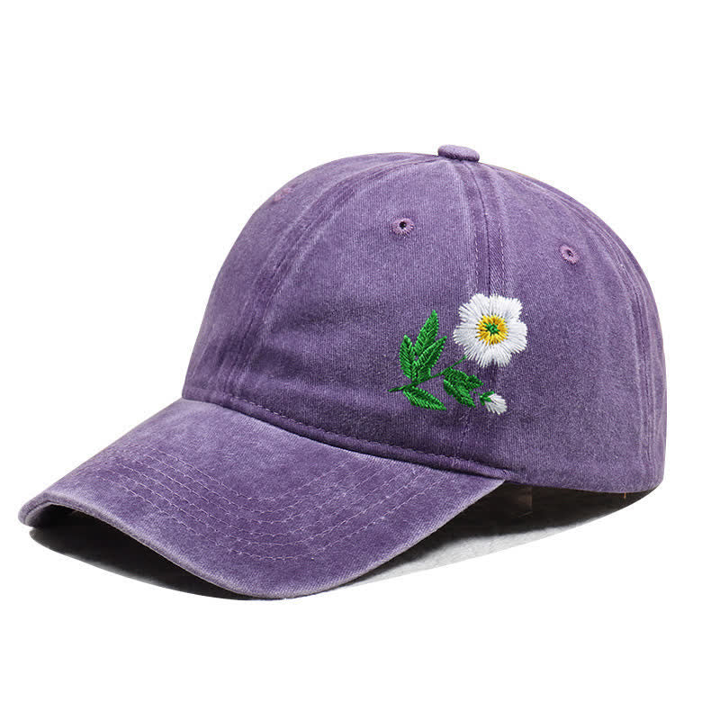 Cappellino da baseball regolabile con motivo floreale a margherita ricamato estivo - Stile n. 1 - Viola - Regolabile (circa 21 5/8"-22 7/8") - image 0