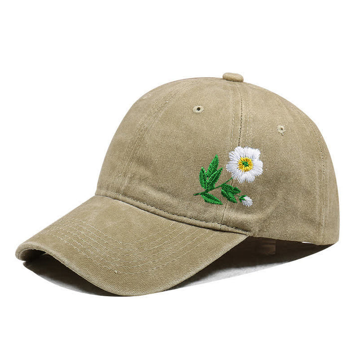 Cappellino da baseball regolabile con motivo floreale a margherita ricamato estivo - Stile n. 1 - Cachi - Regolabile (circa 21 5/8"-22 7/8") - image 9
