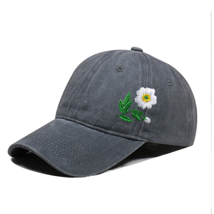 Cappellino da baseball regolabile con motivo floreale a margherita ricamato estivo - Stile n. 1 - Grigio - Regolabile (circa 21 5/8"-22 7/8") - image 5