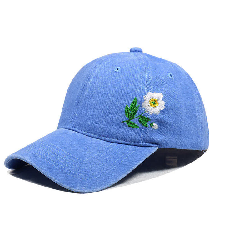 Cappellino da baseball regolabile con motivo floreale a margherita ricamato estivo - Stile n. 1 - Azzurro cielo - Regolabile (circa 21 5/8"-22 7/8") - image 7