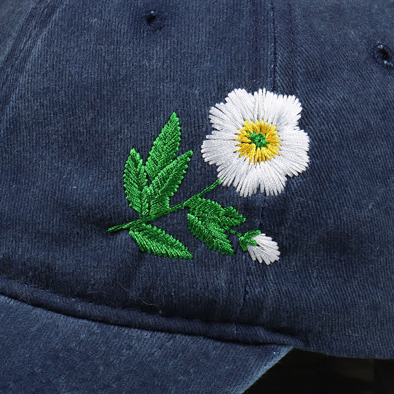 Cappellino da baseball regolabile con motivo floreale a margherita ricamato estivo - image 1