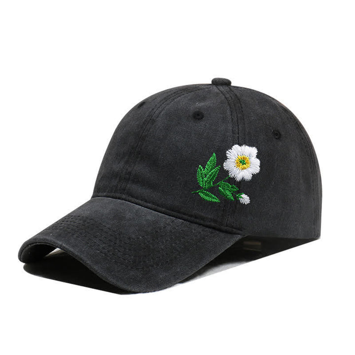 Cappellino da baseball regolabile con motivo floreale a margherita ricamato estivo - Stile n. 1 - Nero - Regolabile (circa 21 5/8"-22 7/8") - image 2