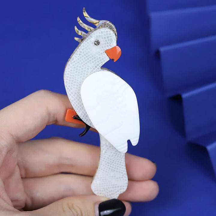 Spilla in acrilico fatta a mano a forma di pappagallo bianco dei cartoni animati - image 2