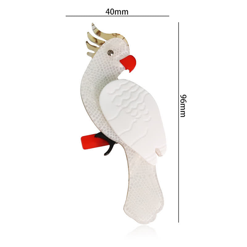 Spilla in acrilico fatta a mano a forma di pappagallo bianco dei cartoni animati - image 4