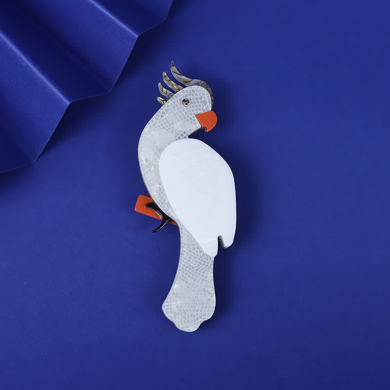 Spilla in acrilico fatta a mano a forma di pappagallo bianco dei cartoni animati - Bianco - image 0