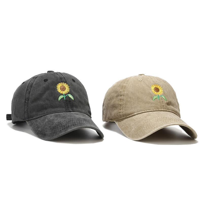 Cappellino da baseball regolabile con ricamo floreale di girasole - image 2