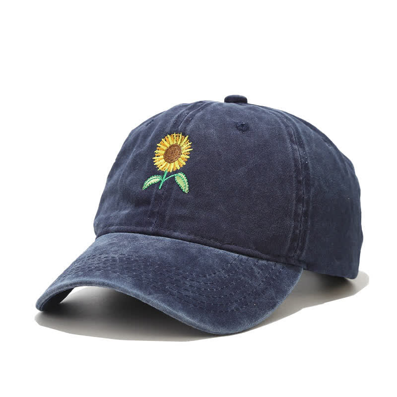 Cappellino da baseball regolabile con ricamo floreale di girasole - Marina - Regolabile (circa 21 5/8"-22 7/8") - image 9