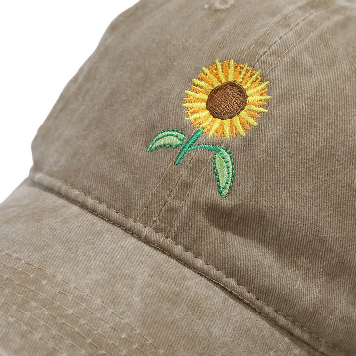 Cappellino da baseball regolabile con ricamo floreale di girasole - image 3
