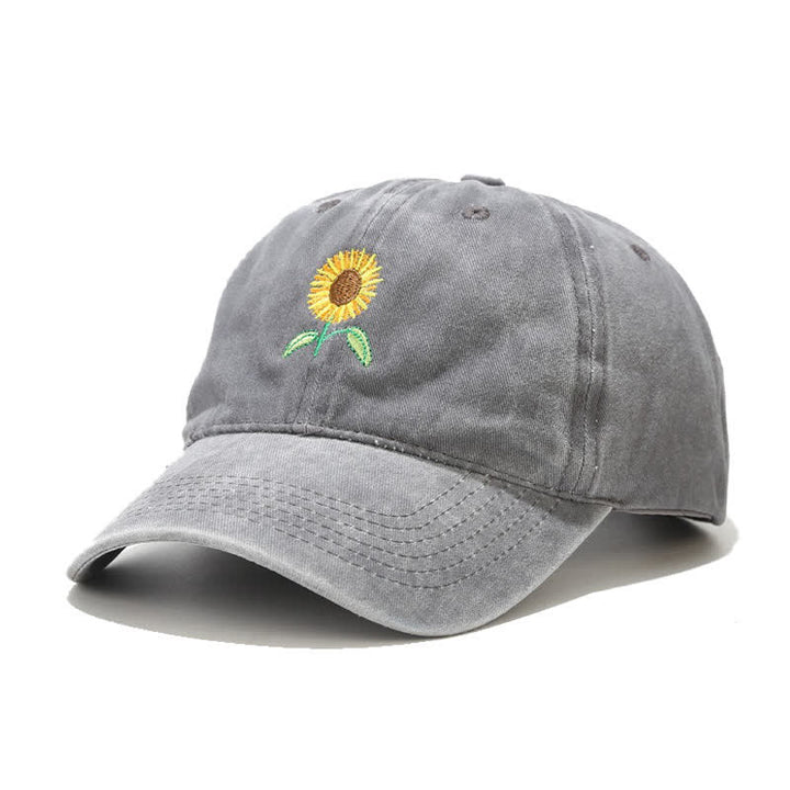 Cappellino da baseball regolabile con ricamo floreale di girasole - Grigio - Regolabile (circa 21 5/8"-22 7/8") - image 8