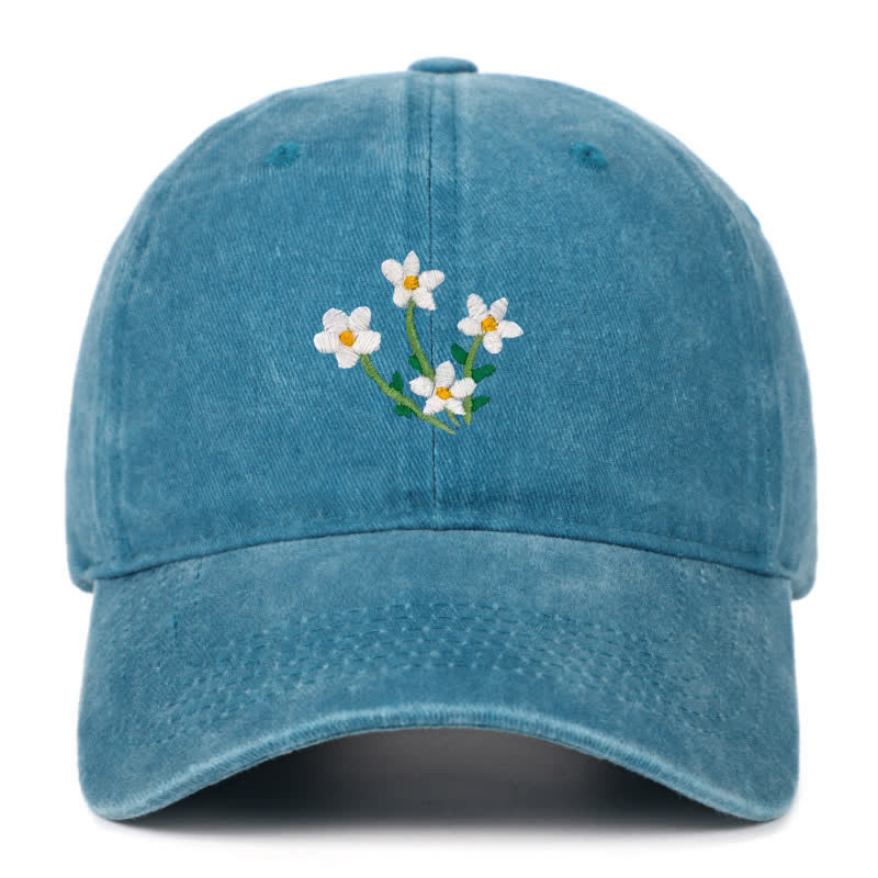 Cappellino da baseball regolabile con ricamo floreale di fiori bianchi - Verde acqua - Regolabile (circa 21 5/8"-22 7/8") - image 13