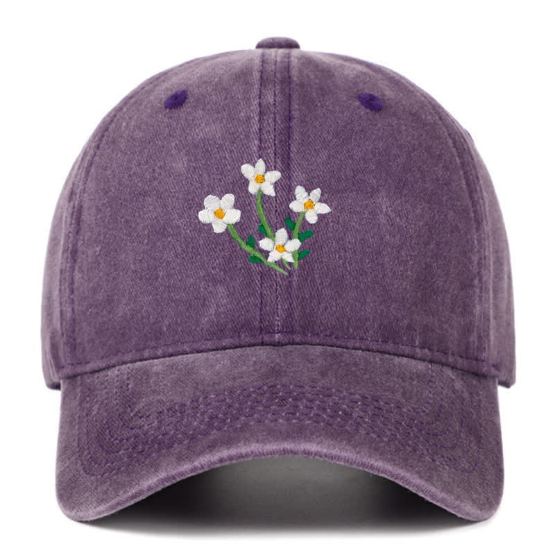 Cappellino da baseball regolabile con ricamo floreale di fiori bianchi - Viola - Regolabile (circa 21 5/8"-22 7/8") - image 9