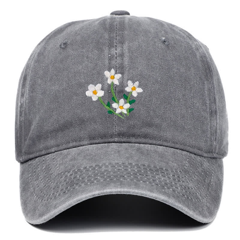 Cappellino da baseball regolabile con ricamo floreale di fiori bianchi - Grigio - Regolabile (circa 21 5/8"-22 7/8") - image 6