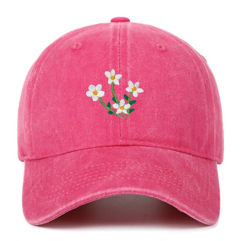 Cappellino da baseball regolabile con ricamo floreale di fiori bianchi - Rosa acceso - Regolabile (circa 21 5/8"-22 7/8") - image 16