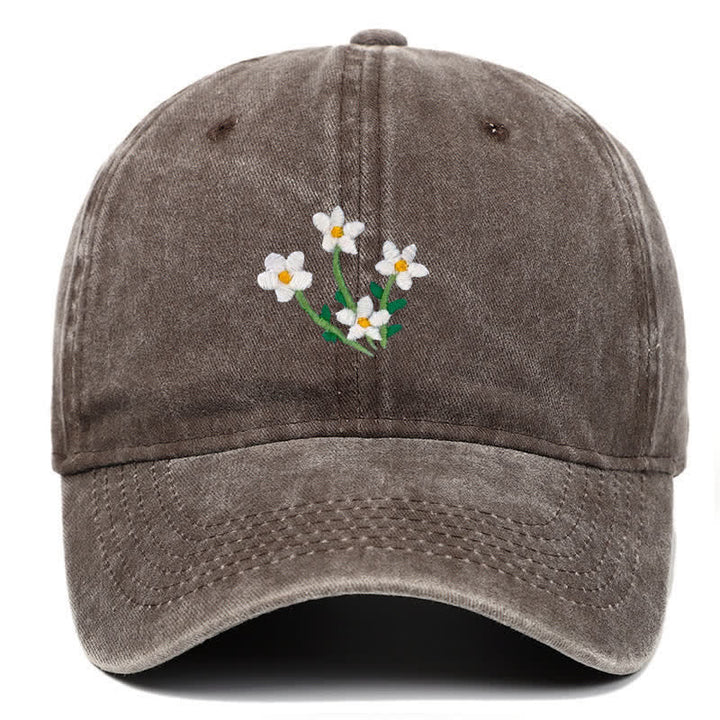 Cappellino da baseball regolabile con ricamo floreale di fiori bianchi - Caffè - Regolabile (circa 21 5/8"-22 7/8") - image 7