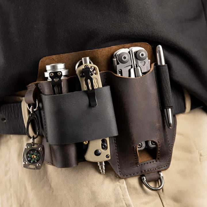 Borsa da cintura in pelle per torcia elettrica, coltello pieghevole, custodia per attrezzi EDC - image 1