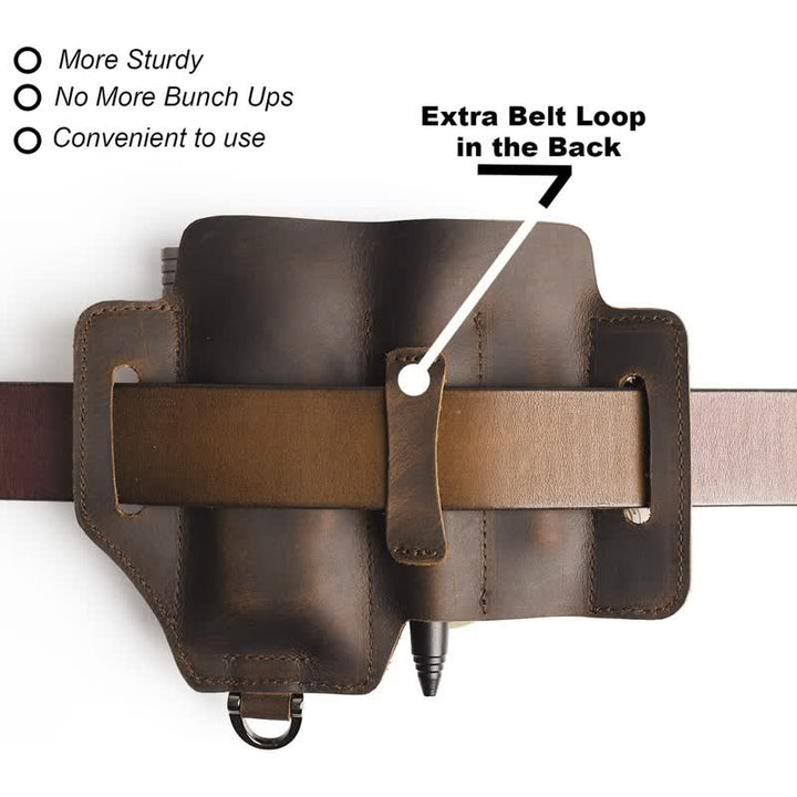 Borsa da cintura in pelle per torcia elettrica, coltello pieghevole, custodia per attrezzi EDC - image 4
