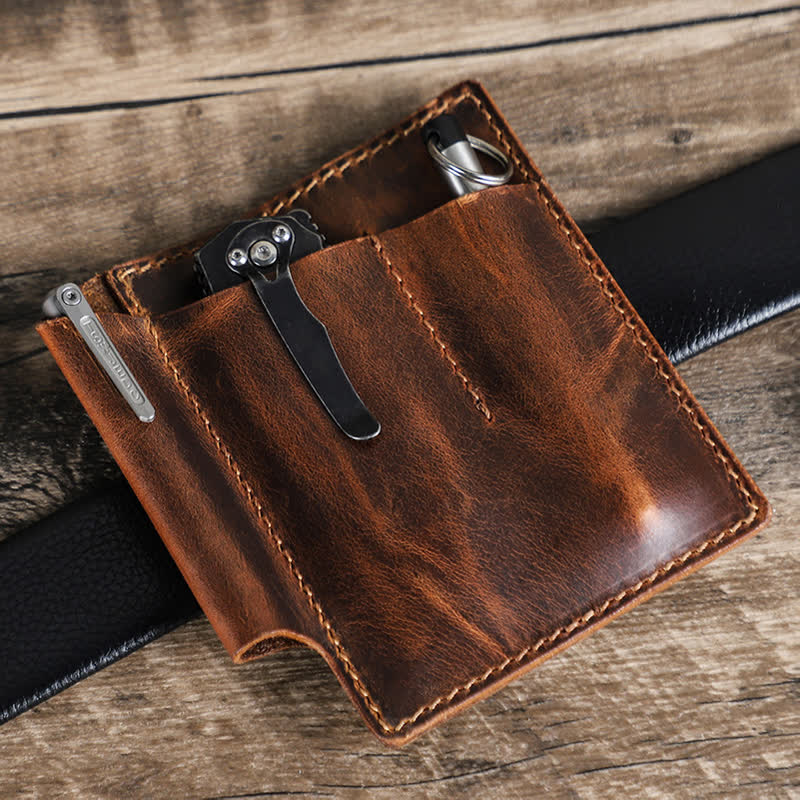 Borsa da cintura organizer tascabile EDC in pelle retrò - image 1