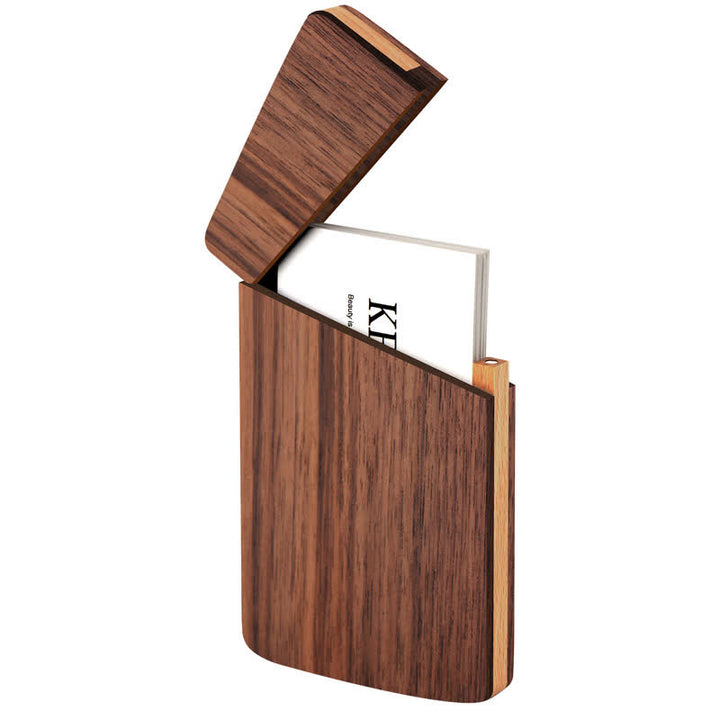 Porta biglietti da visita in legno con nome inciso personalizzato - Noce nera - image 2