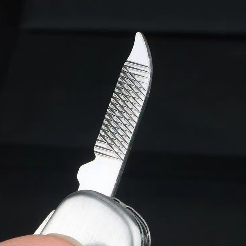 Portachiavi con coltello pieghevole compatto in argento e apribottiglie - image 3