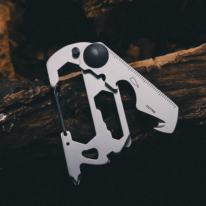 Portachiavi EDC con moschettone multiuso per arrampicata 7 in 1 - Argento - image 0