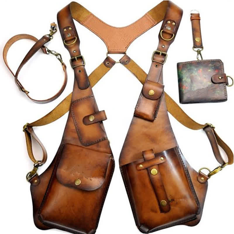 Portafoglio antifurto vintage con imbracatura, borsa a tracolla sottobraccio - image 0