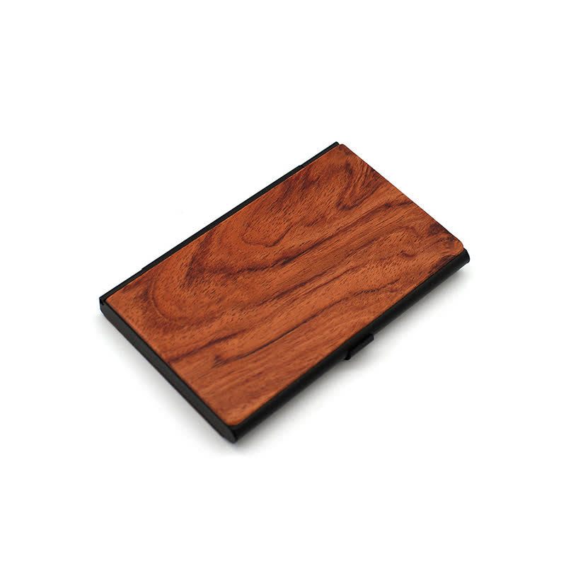 Porta biglietti da visita in legno con nome inciso personalizzato - Mandorla / Nero - image 12