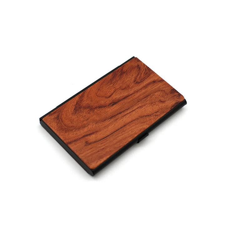 Porta biglietti da visita in legno con nome inciso personalizzato - Mandorla / Nero - image 12