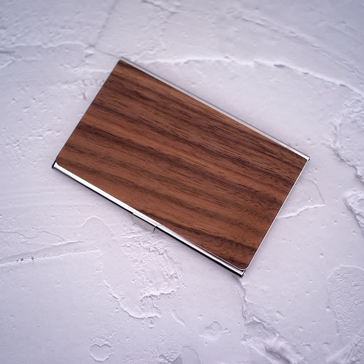 Porta biglietti da visita in legno con nome inciso personalizzato - image 4