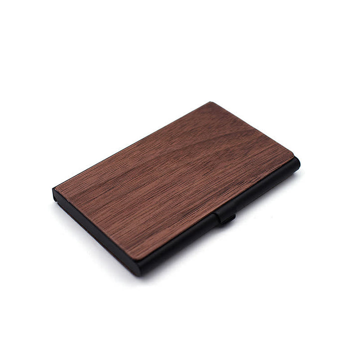 Porta biglietti da visita in legno con nome inciso personalizzato - Noce nero / Nero - image 11