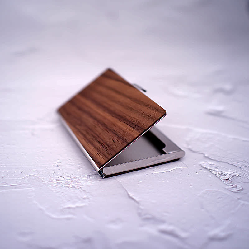 Porta biglietti da visita in legno con nome inciso personalizzato - image 7