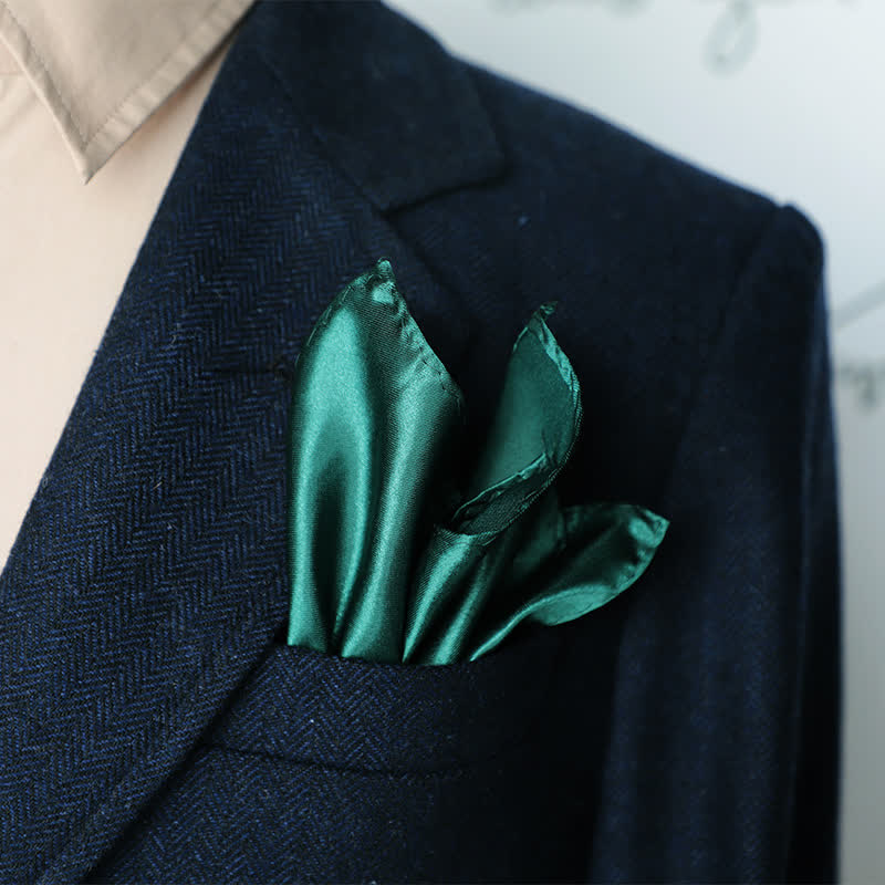 Fazzoletto da taschino semplice da uomo, tinta unita, per feste di matrimonio - Verde scuro - image 0