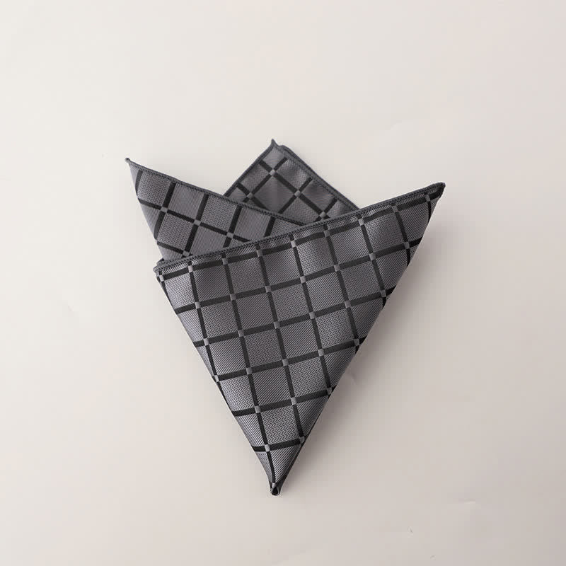 Fazzoletto da taschino da uomo con motivo a quadri in colori saturi retrò - Grigio - image 12