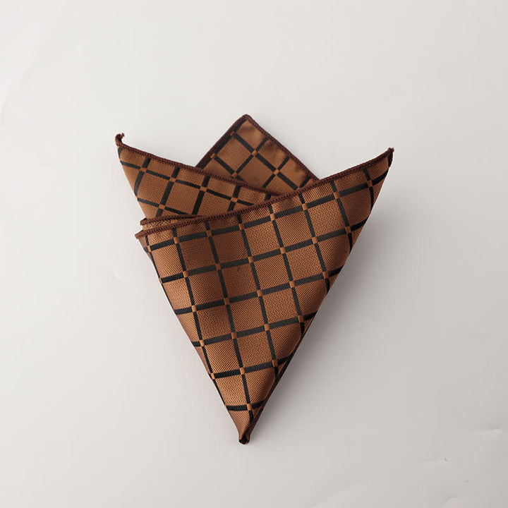 Fazzoletto da taschino da uomo con motivo a quadri in colori saturi retrò - Caffè - image 10