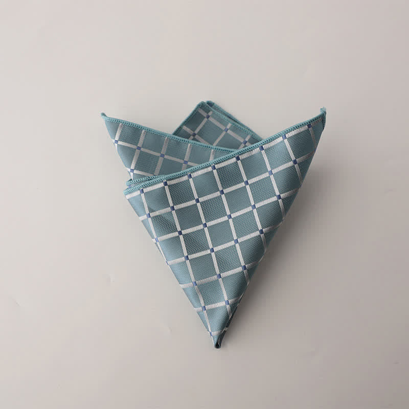 Fazzoletto da taschino da uomo con motivo a quadri in colori saturi retrò - Azzurro cielo - image 2