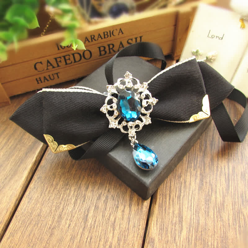 Papillon con strass per matrimonio e sposa - Nero - image 1