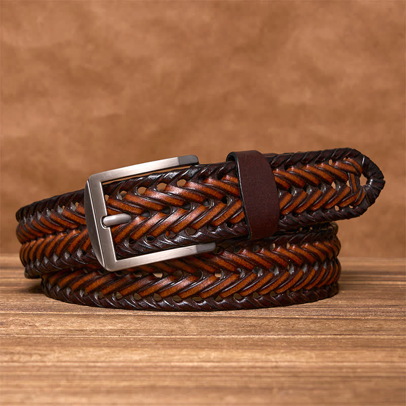 Cintura in pelle intrecciata a mano casual da uomo - image 21