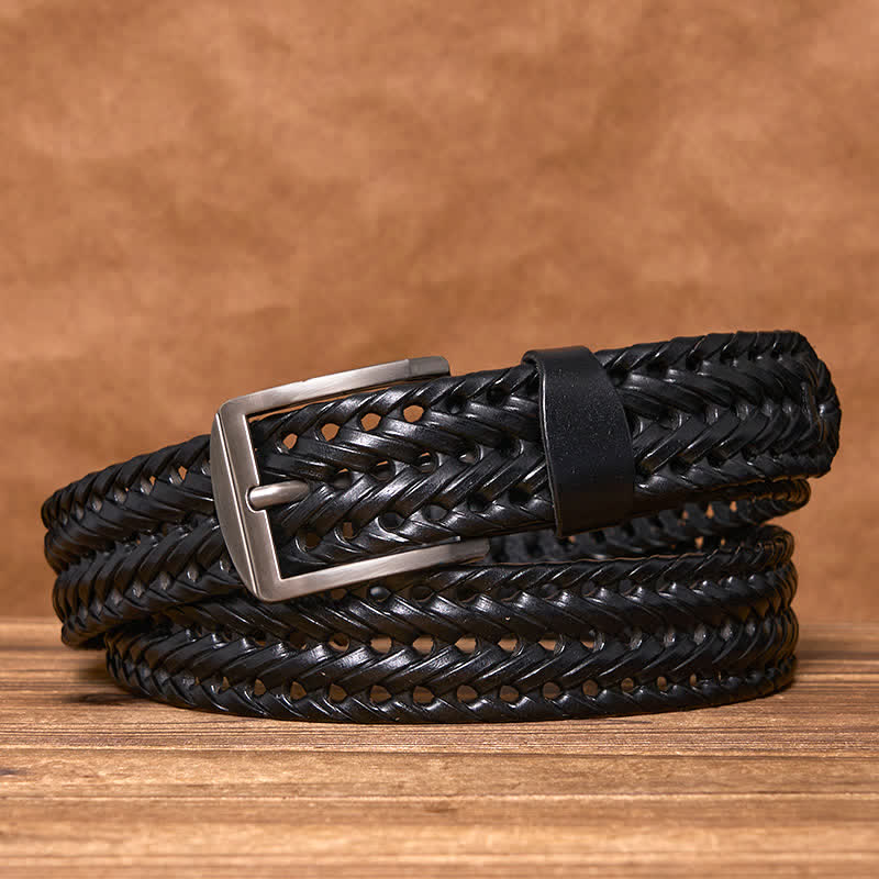Cintura in pelle intrecciata a mano casual da uomo - image 6