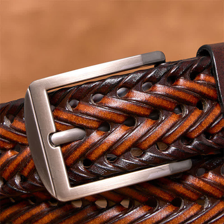 Cintura in pelle intrecciata a mano casual da uomo - image 22