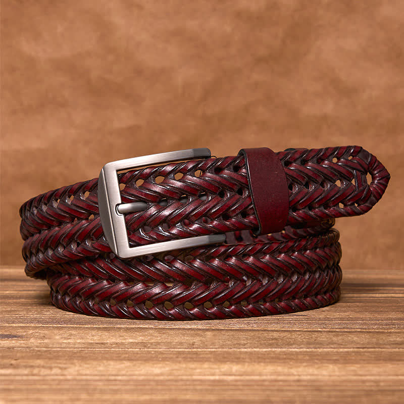 Cintura in pelle intrecciata a mano casual da uomo - image 16