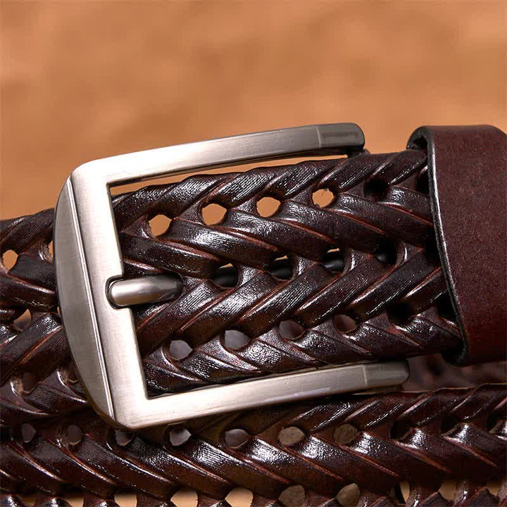 Cintura in pelle intrecciata a mano casual da uomo - image 12