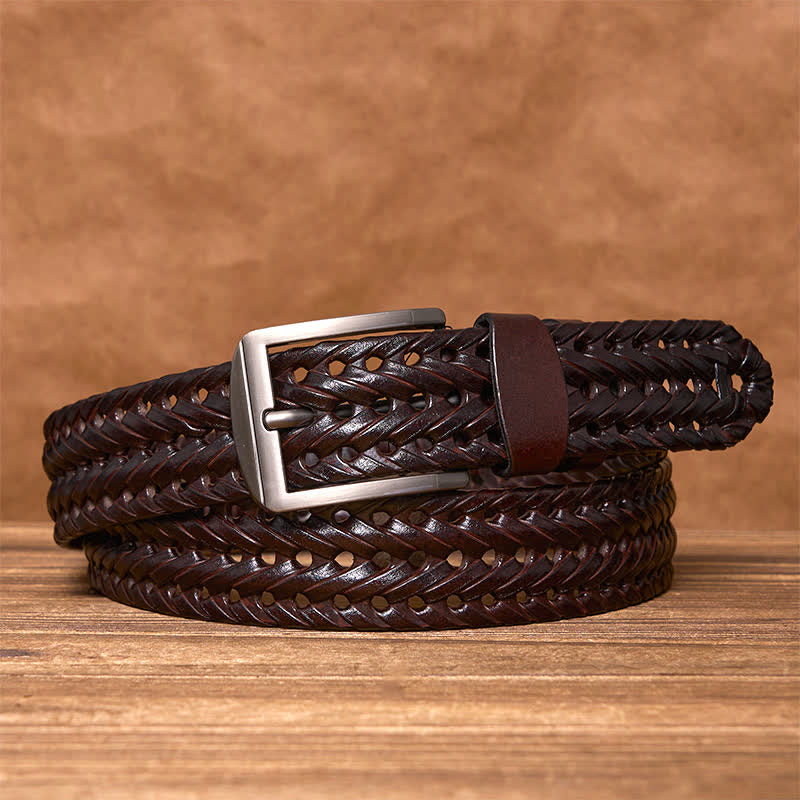 Cintura in pelle intrecciata a mano casual da uomo - image 11