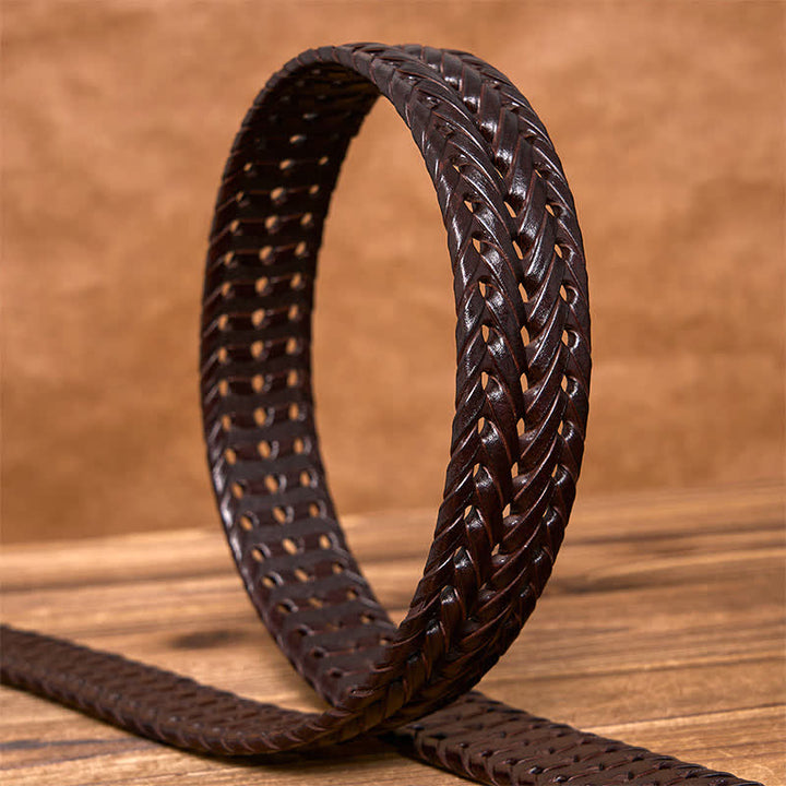 Cintura in pelle intrecciata a mano casual da uomo - image 14