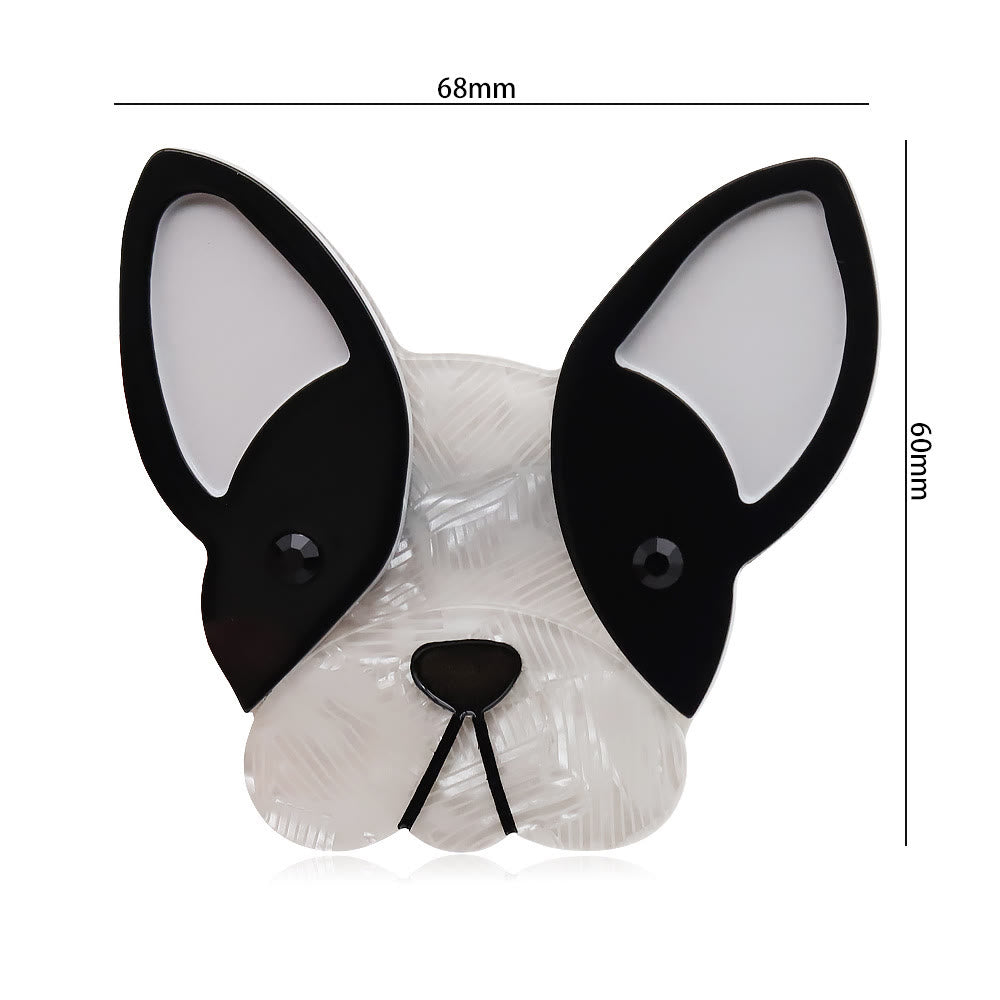 Spilla in acrilico realizzata a mano a forma di adorabile cane bianco e nero - image 4