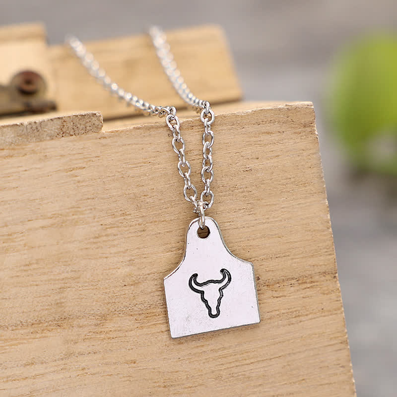 Collana in acciaio inossidabile con iniziale personalizzata in argento con mini targhetta per bovini - image 6