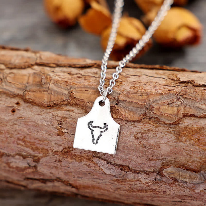Collana in acciaio inossidabile con iniziale personalizzata in argento con mini targhetta per bovini - image 5