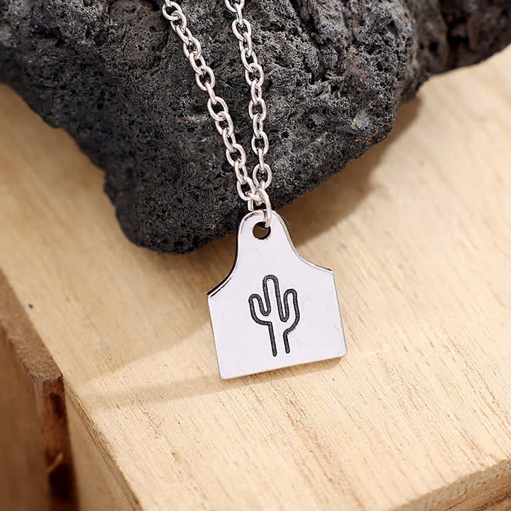 Collana in acciaio inossidabile con iniziale personalizzata in argento con mini targhetta per bovini - image 4