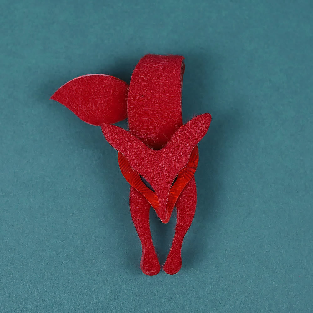 Spilla in acrilico fatta a mano a forma di volpe rossa - Rosso - image 0