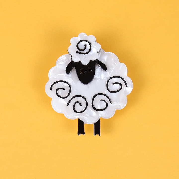 Spilla in acrilico fatta a mano a forma di pecora, accessori alla moda per animali - Bianco - image 0