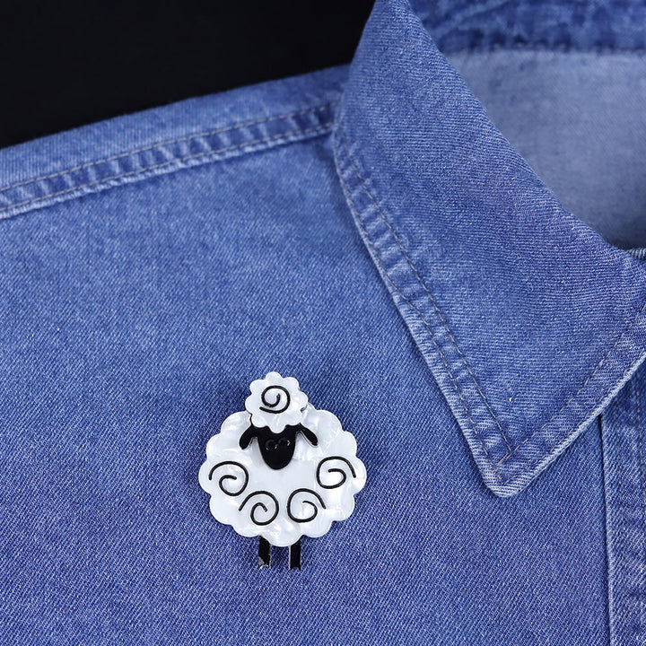 Spilla in acrilico fatta a mano a forma di pecora, accessori alla moda per animali - image 1